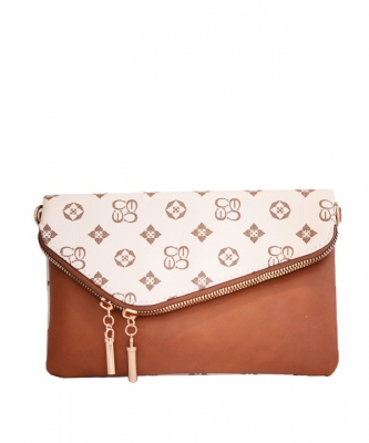 Monogrammed Envelope Clutch CS2585 IVORY/TAN